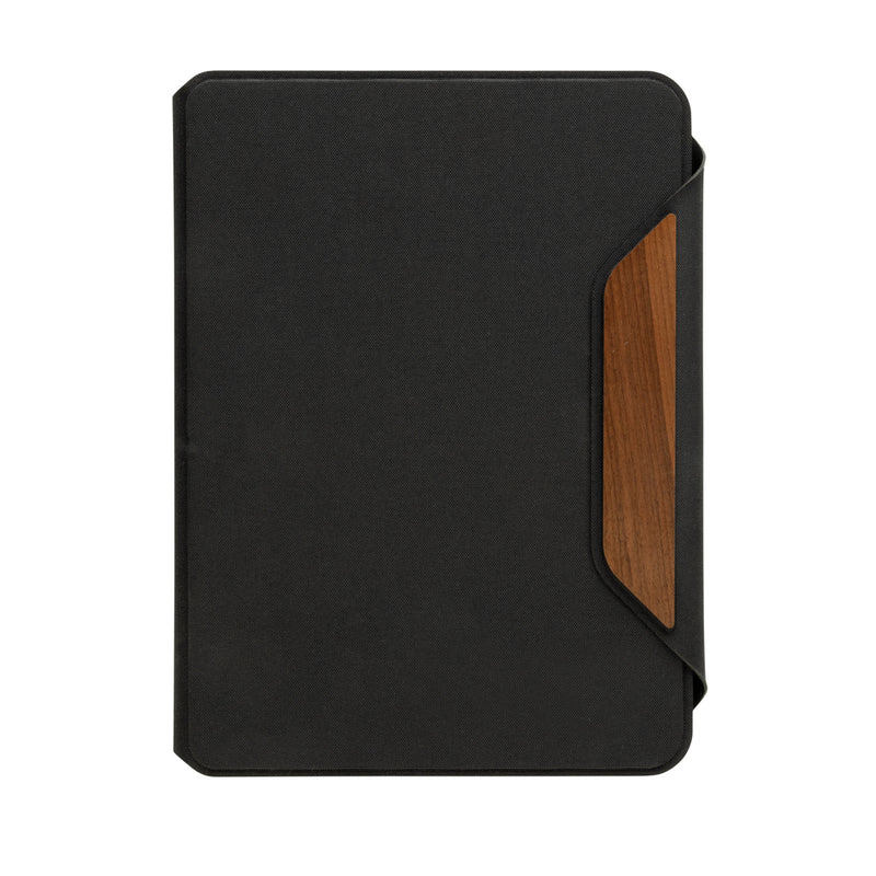 Load image into Gallery viewer, Teri AWARE™ RPET and walnut A5 portfolio - Custom Wood Designs
