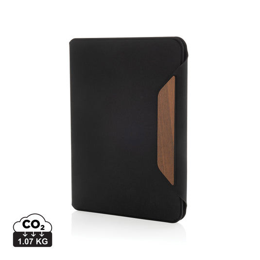 Teri AWARE™ RPET and walnut A5 portfolio - Custom Wood Designs