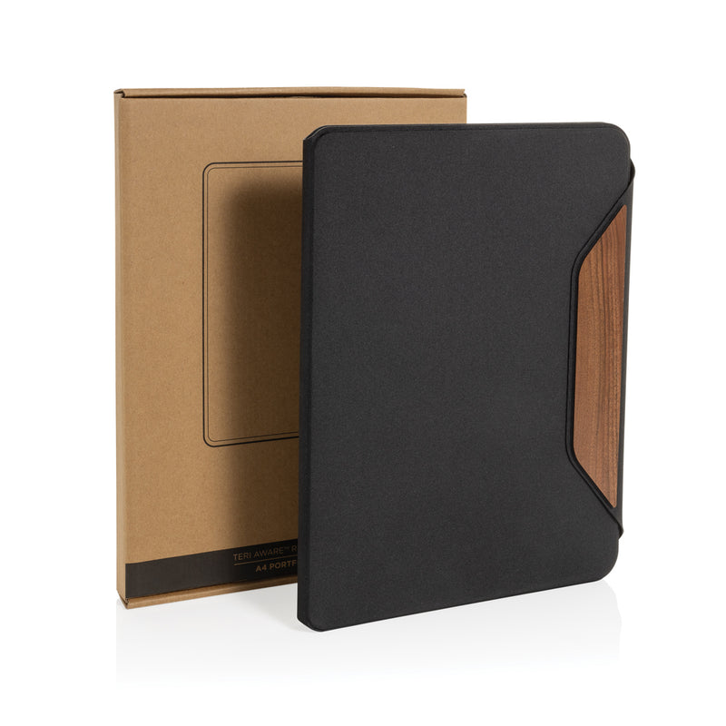 Load image into Gallery viewer, Teri AWARE™ RPET and walnut A4 portfolio - Custom Wood Designs
