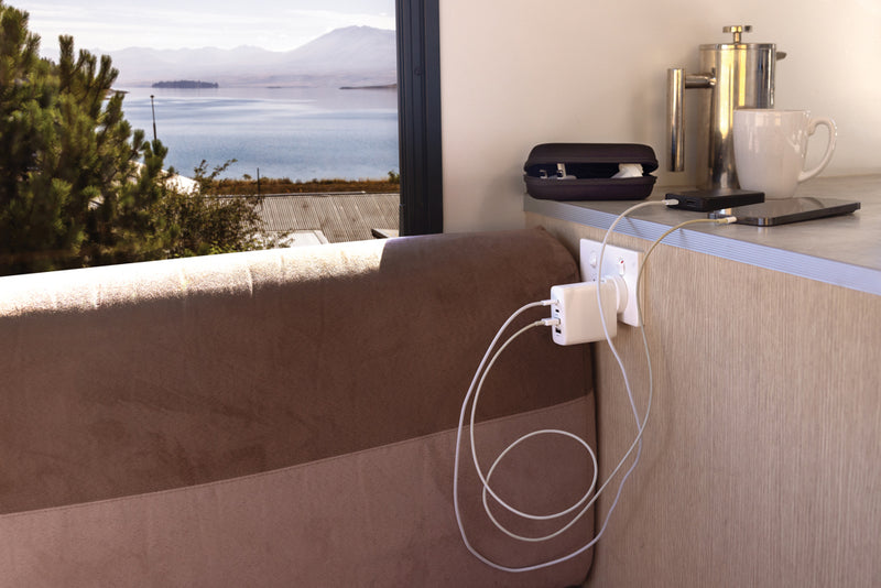 Load image into Gallery viewer, TravelCharge Pro RCS rplastic travel charger with USB C - Custom Wood Designs
