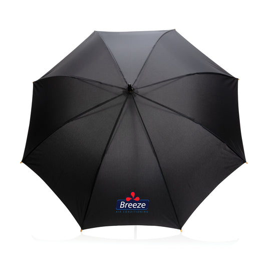 23" Impact AWARE™ RPET 190T auto open bamboo umbrella - Custom Wood Designs