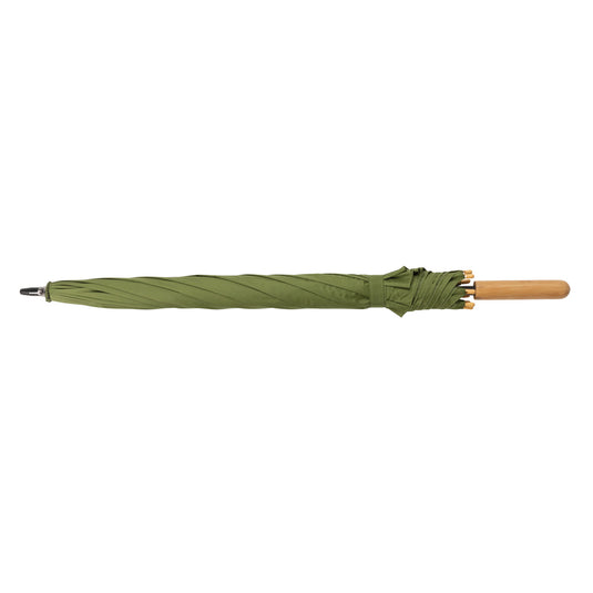 23" Impact AWARE™ RPET 190T auto open bamboo umbrella - Custom Wood Designs