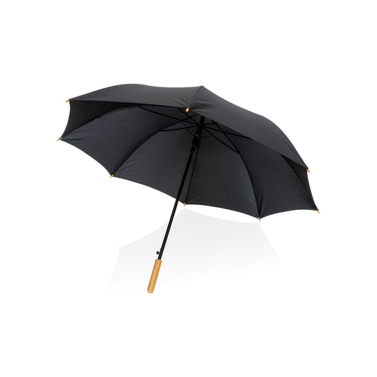 27" Impact AWARE™ RPET 190T auto open bamboo umbrella - Custom Wood Designs