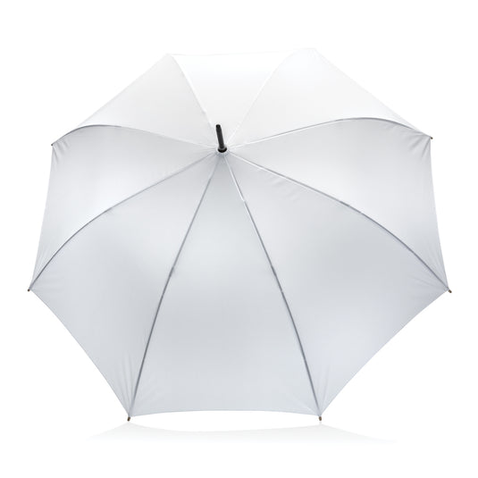 27" Impact AWARE™ RPET 190T auto open bamboo umbrella - Custom Wood Designs