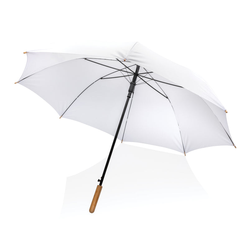 Load image into Gallery viewer, 27&quot; Impact AWARE™ RPET 190T auto open bamboo umbrella - Custom Wood Designs
