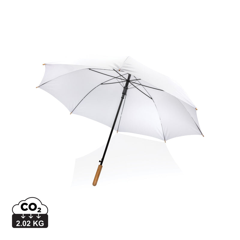 Load image into Gallery viewer, 27&quot; Impact AWARE™ RPET 190T auto open bamboo umbrella - Custom Wood Designs

