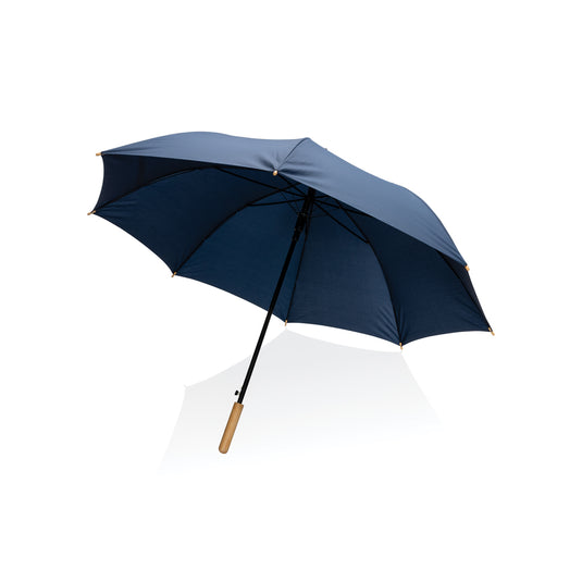 27" Impact AWARE™ RPET 190T auto open bamboo umbrella - Custom Wood Designs