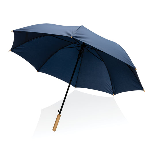 27" Impact AWARE™ RPET 190T auto open bamboo umbrella - Custom Wood Designs