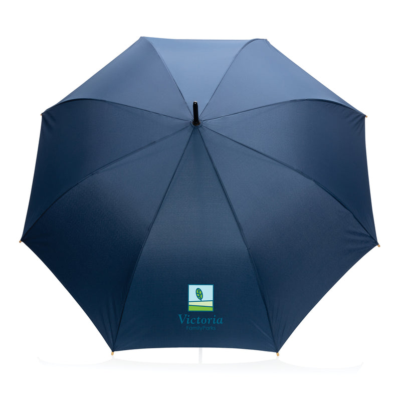 Load image into Gallery viewer, 27&quot; Impact AWARE™ RPET 190T auto open bamboo umbrella - Custom Wood Designs
