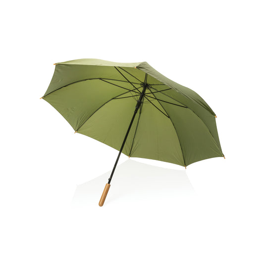 27" Impact AWARE™ RPET 190T auto open bamboo umbrella - Custom Wood Designs
