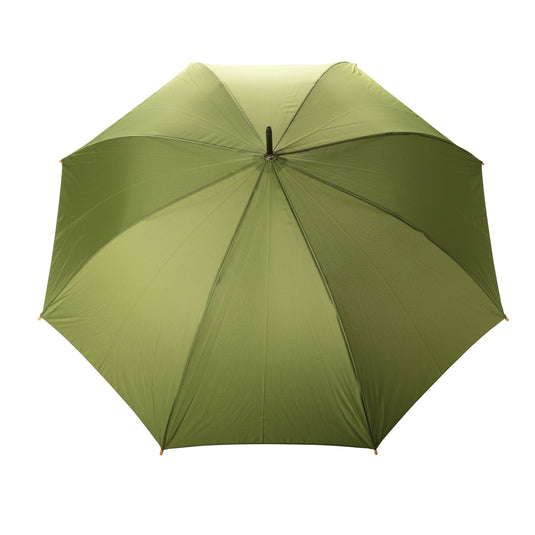 27" Impact AWARE™ RPET 190T auto open bamboo umbrella - Custom Wood Designs