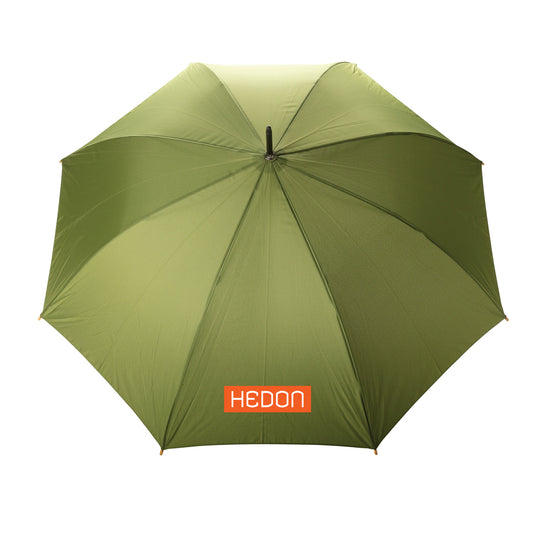 27" Impact AWARE™ RPET 190T auto open bamboo umbrella - Custom Wood Designs