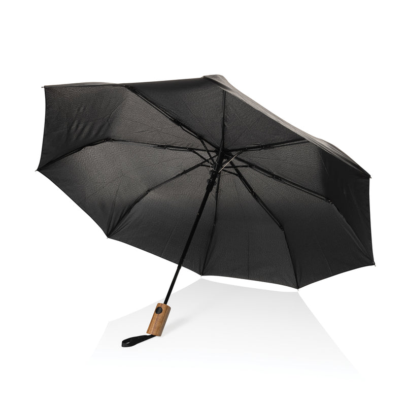 Load image into Gallery viewer, Kaycey 21&quot; AWARE™ RPET Acacia wood mini auto open umbrella - Custom Wood Designs
