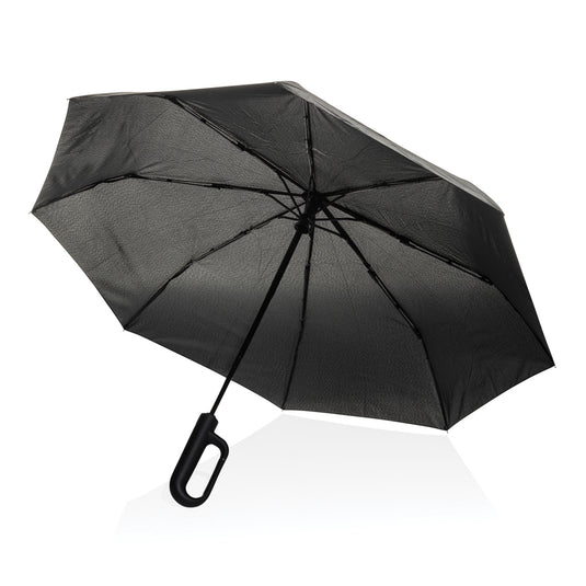 Yara 21" AWARE™ RPET solid colour umbrella with carabiner - Custom Wood Designs