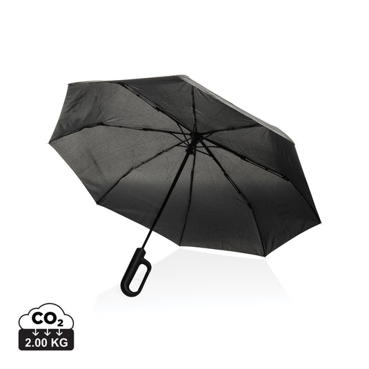 Yara 21" AWARE™ RPET solid colour umbrella with carabiner - Custom Wood Designs