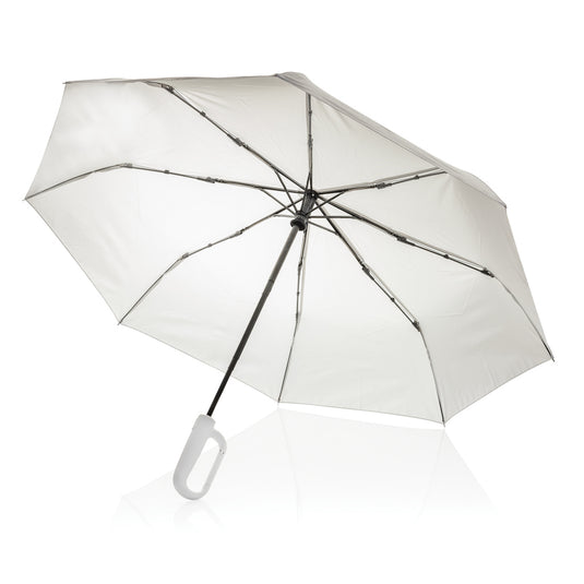 Yara 21" AWARE™ RPET solid colour umbrella with carabiner - Custom Wood Designs