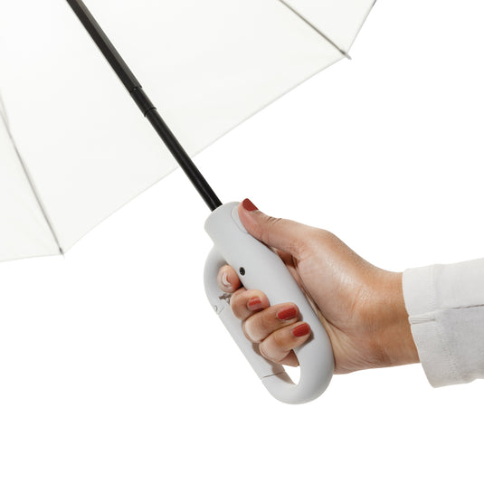 Yara 21" AWARE™ RPET solid colour umbrella with carabiner - Custom Wood Designs