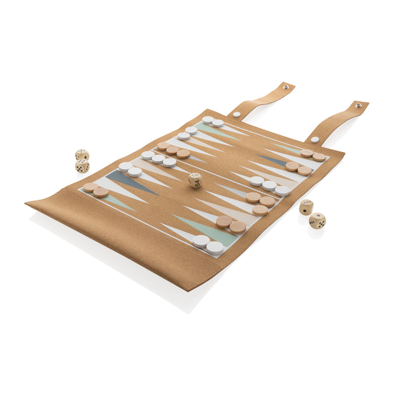 Load image into Gallery viewer, Britton cork foldable backgammon and checkers game set - Custom Wood Designs
