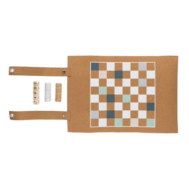 Load image into Gallery viewer, Britton cork foldable backgammon and checkers game set - Custom Wood Designs

