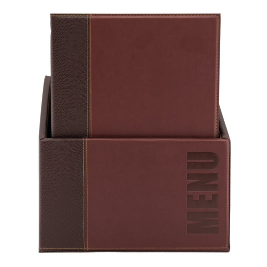 Leather style A4 menu holders in box 2 packs of 20 Wine Red Custom Wood Designs black-leather-style-a4-menu-holders-in-box-2-packs-of-20-53613280788823