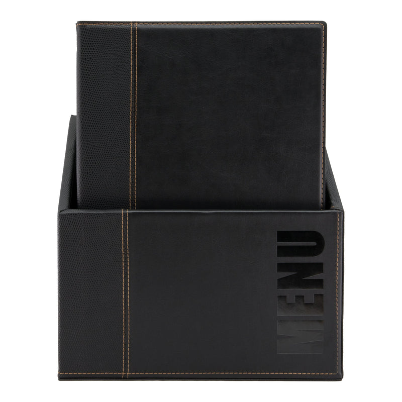 Load image into Gallery viewer, Leather style A4 menu holders in box 2 packs of 20 Black Custom Wood Designs black-leather-style-a4-menu-holders-in-box-2-packs-of-20-53613284557143
