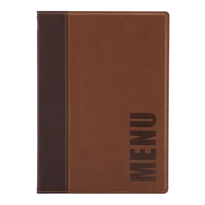 Load image into Gallery viewer, Leather style menu holder A5 pack of 10 Light Brown Custom Wood Designs __label: Multibuy black-leather-style-menu-holder-a5-pack-of-10-53613280428375
