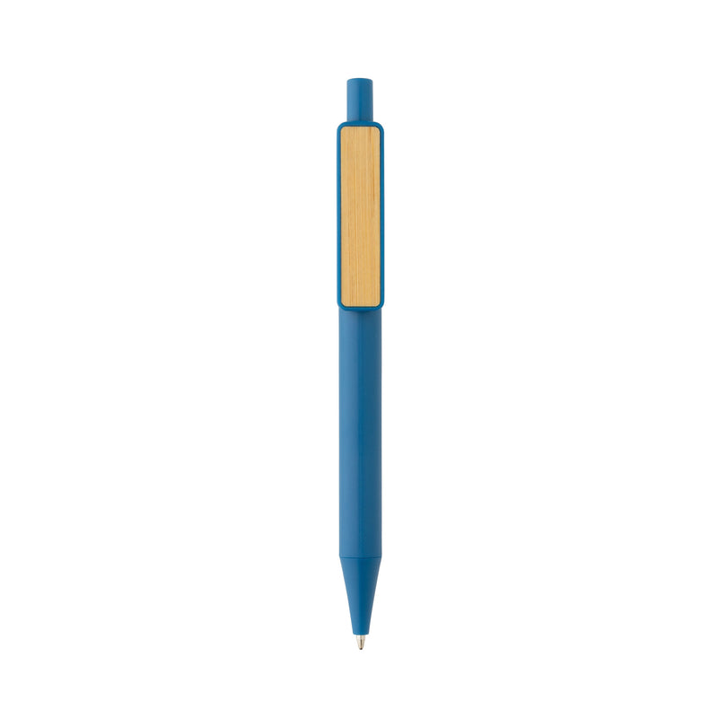 Load image into Gallery viewer, Pen with wooden bamboo clip pack of 500 Blue Custom Wood Designs __label: Multibuy black-pen-with-wooden-bamboo-clip-pack-of-500-53613182189911

