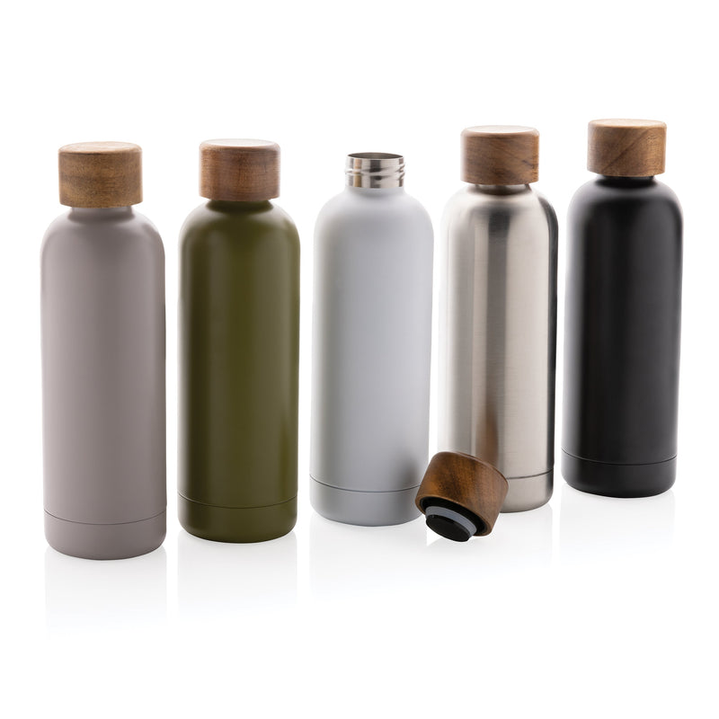 Load image into Gallery viewer, Stainless steel bottle with wood lid pack of 25 Custom Wood Designs __label: Multibuy black-stainless-steel-bottle-with-wood-lid-pack-of-25-53613615645015_4a976d1c-55c4-4e08-867c-995a72a02ca8
