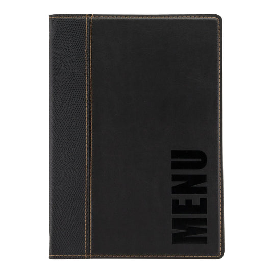 Leather style menu holder A5 pack of 10 Custom Wood Designs __label: Multibuy blacka5leathermenucustomwooddesigns_6794d2ab-f4f1-4f6f-a4e9-836a88d1be32