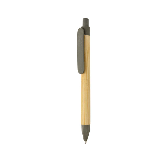 Pen with wooden wheatstraw clip pack of 500 Green Custom Wood Designs __label: Multibuy blue-pen-with-wooden-wheatstraw-clip-pack-of-500-53613194641751