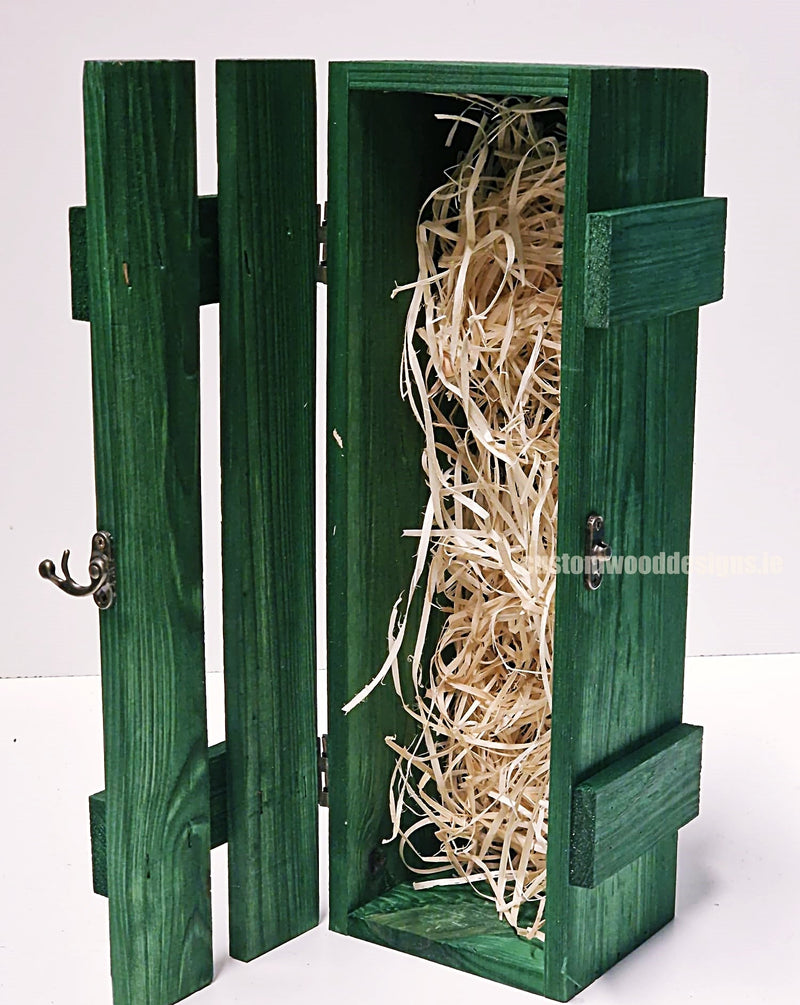 Load image into Gallery viewer, green-stained-wood-bottle-box

