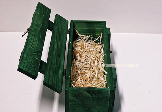 Rustic Bottle Box - Green Single x 25 Bottle box Custom Wood Designs __label: Multibuy Bottle Boxes Gift Boxes bottle-box-default-title-rustic-bottle-box-green-single-53613443809623