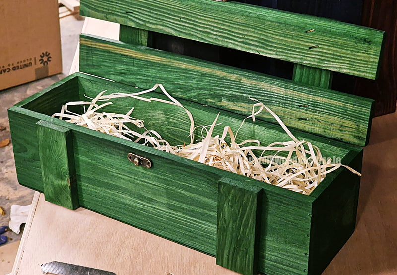 Load image into Gallery viewer, Rustic Bottle Box - Green Single x 25 Bottle box Custom Wood Designs __label: Multibuy Bottle Boxes Gift Boxes bottle-box-default-title-rustic-bottle-box-green-single-53613444858199
