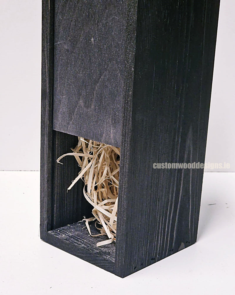 Load image into Gallery viewer, Sliding Lid Bottle Box - Single Black x25 Bottle box Custom Wood Designs __label: Multibuy Bottle Box Bottle Boxes Single bottle box bottle-box-default-title-sliding-lid-bottle-box-single-black-x25-52616442839383
