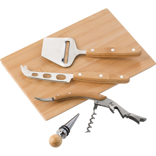 Cheese and Wine Set pack of 25 Custom Wood Designs __label: Multibuy branded-cheese-and-wine-set-pack-of-25-53613614858583