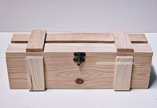 Rustic Bottle Box - Natural Single x 25 Corporate Gift Box with Wood Wool Custom Wood Designs __label: Multibuy gift gift box single box wine box wood wool corporate-gift-box-with-wood-wool-1-rustic-bottle-box-natural-single-52613214667095