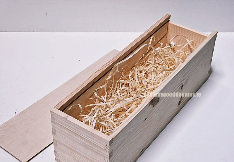 Load image into Gallery viewer, Sliding Lid 1 Bottle Box - Natural x 25 Corporate Gift Box with Wood Wool Custom Wood Designs __label: Multibuy gift gift box single box wine box wood wool corporate-gift-box-with-wood-wool-25-sliding-lid-1-bottle-box-natural-x-25-53612157731159
