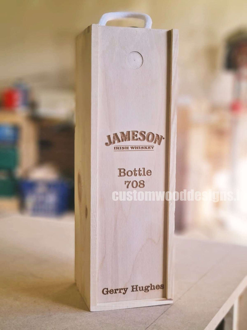 Load image into Gallery viewer, Sliding Lid 1 Bottle Box - Natural x 25 Corporate Gift Box with Wood Wool Custom Wood Designs __label: Multibuy gift gift box single box wine box wood wool corporate-gift-box-with-wood-wool-25-sliding-lid-1-bottle-box-natural-x-25-53612158353751
