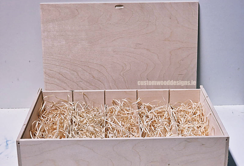 Load image into Gallery viewer, Sliding Lid 5 Bottle Box - Natural x 25 Corporate Gift Box with Wood Wool Custom Wood Designs box corporate gift hamper triple wine box wood wool corporate-gift-box-with-wood-wool-25-sliding-lid-5-bottle-box-natural-x-25-52626856673623
