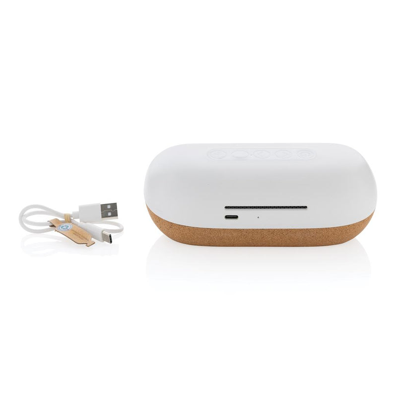 Load image into Gallery viewer, Recycled plastic and cork 10W speaker pack of 25 Custom Wood Designs __label: Multibuy customwooddesignscorkspeakerpromobrandedlogo
