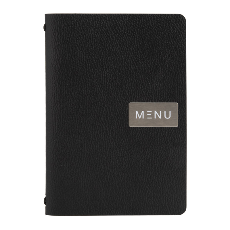 Load image into Gallery viewer, Black A5 leather menu Custom Wood Designs __label: Multibuy default-title-black-a5-leather-menu-53613232652631_6a47a247-6d2d-419a-a2f8-7334bfcc23ae
