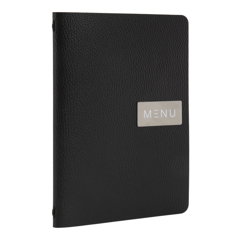 Load image into Gallery viewer, Black A5 leather menu Custom Wood Designs __label: Multibuy default-title-black-a5-leather-menu-53613233602903

