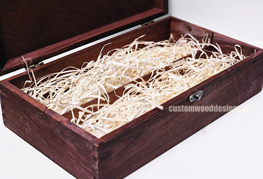 Hinged Lid 2 Bottle Box - Burgundy x25 Custom Wood Designs __label: Multibuy Bottle Box Bottle Boxes gift box Gift Boxes Single bottle box wooden Box default-title-hinged-lid-2-bottle-box-burgundy-x25-53613545914711