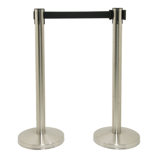 Retractable stainless steel barrier system with 4 poles Custom Wood Designs default-title-retractable-stainless-steel-barrier-system-with-4-poles-53613652017495