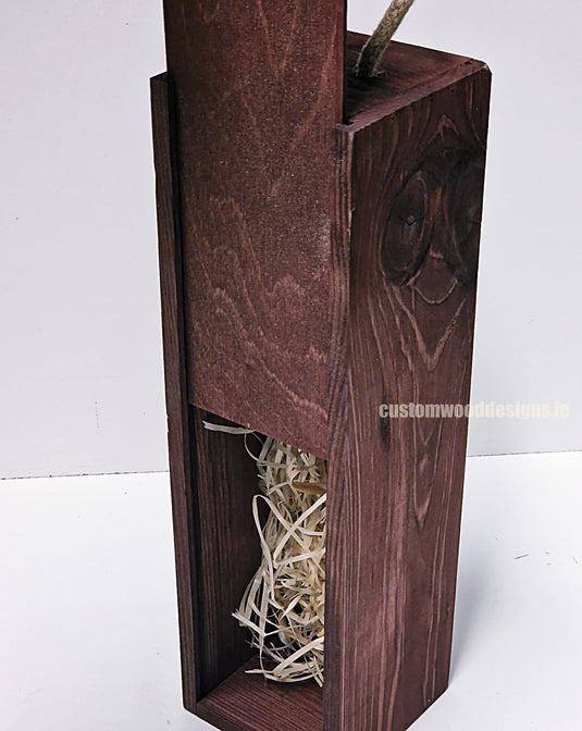 Sliding Lid Bottle Box - Single Burgundy x25 Custom Wood Designs __label: Multibuy gift box Gift Boxes wooden Box default-title-sliding-lid-bottle-box-single-burgundy-x25-53613487817047