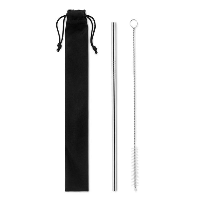 Load image into Gallery viewer, Stainless straw and brush in pouch pack of 100 Custom Wood Designs __label: Multibuy default-title-stainless-straw-and-brush-in-pouch-pack-of-100-53613723484503
