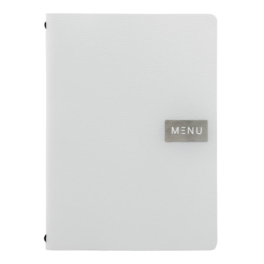 White A4 leather menu pack of 10 Custom Wood Designs __label: Multibuy default-title-white-a4-leather-menu-pack-of-10-53613245694295