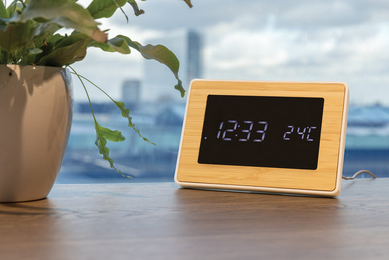 Load image into Gallery viewer, Wooden bamboo LED clock pack of 25 Custom Wood Designs __label: Multibuy default-title-wooden-bamboo-led-clock-pack-of-25-53613173211479
