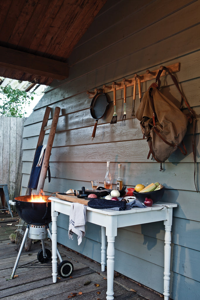 Load image into Gallery viewer, BBQ set with hamburger press and brush - Custom Wood Designs
