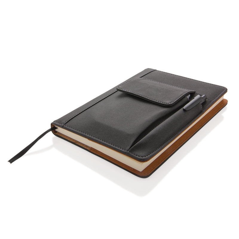 Load image into Gallery viewer, Notebook with phone pocket - Custom Wood Designs
